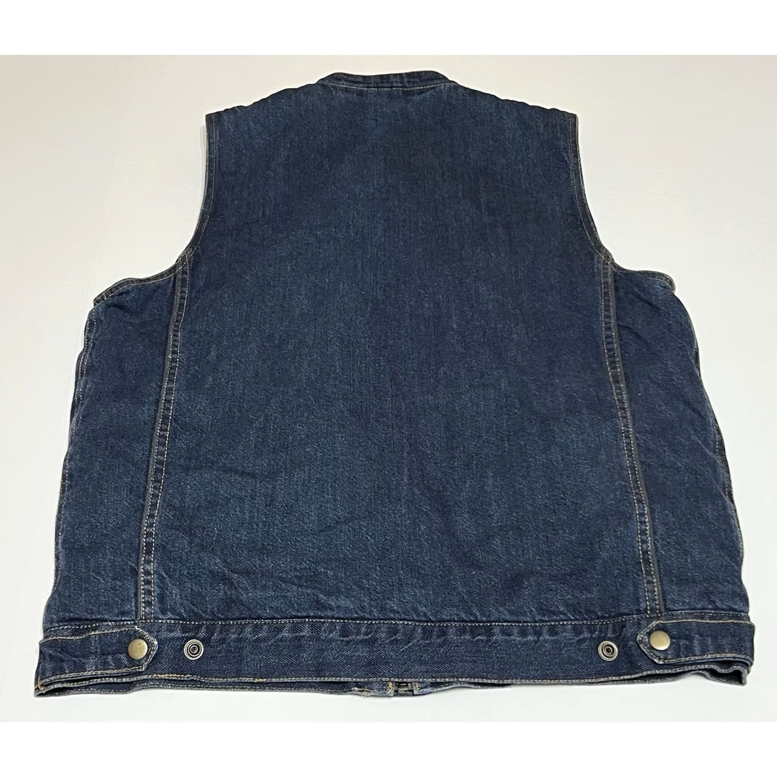 Vintage Milwaukee Denim Biker Vest Men's Large Blue Snap Front Pockets Size US L / EU 52-54 / 3 - 2 Thumbnail