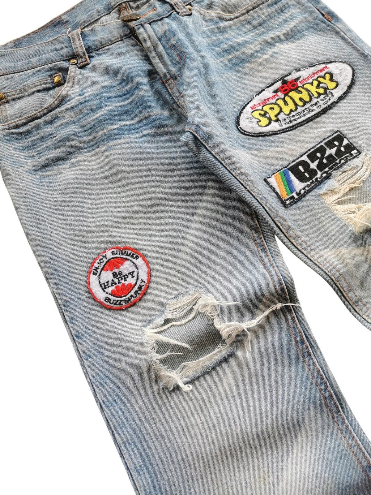 Japanese Brand Vintage Japanese Brand Buzz Spunky Patched Denim Flare Jeans Size US 32 / EU 48 - 2 Thumbnail