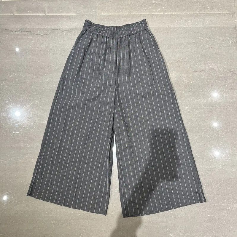 Loewe Loewe Gray Wool Embroidered Striped Relaxed Pants 0089 Size 22" - 1 Thumbnail