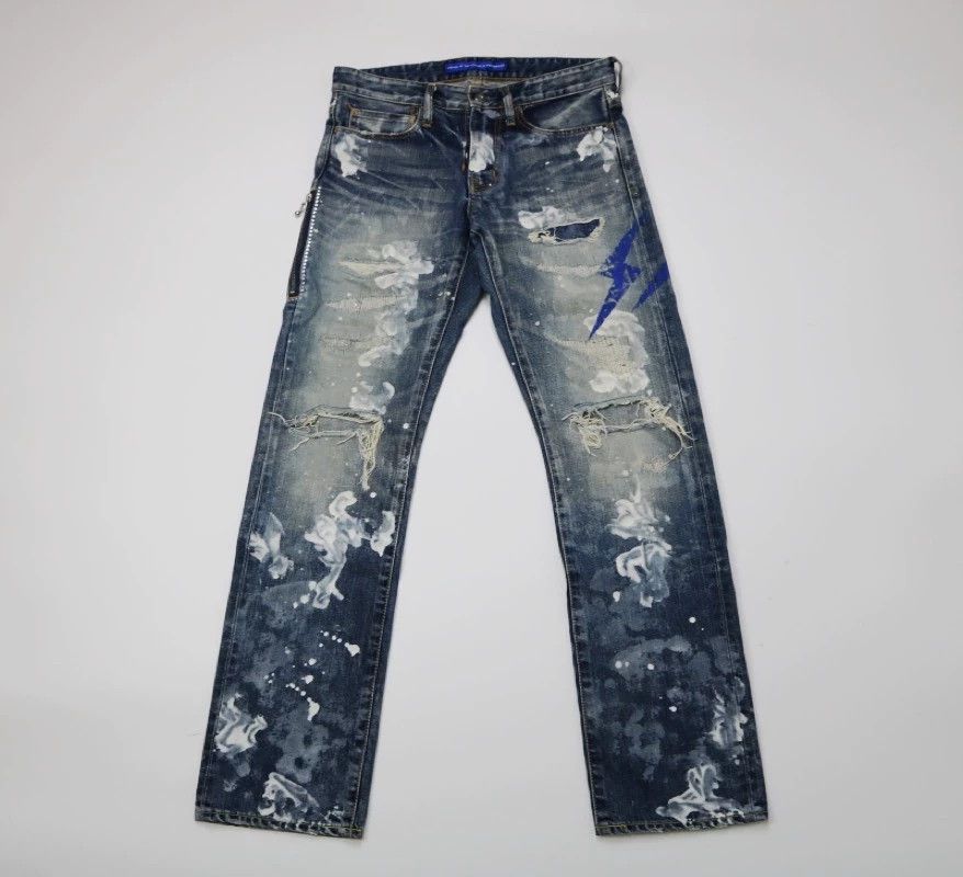 Vanquish VANQUISH x FRAGMENT Lightning Splatter Distressed Jeans W28 Size US 28 / EU 44 - 2 Thumbnail