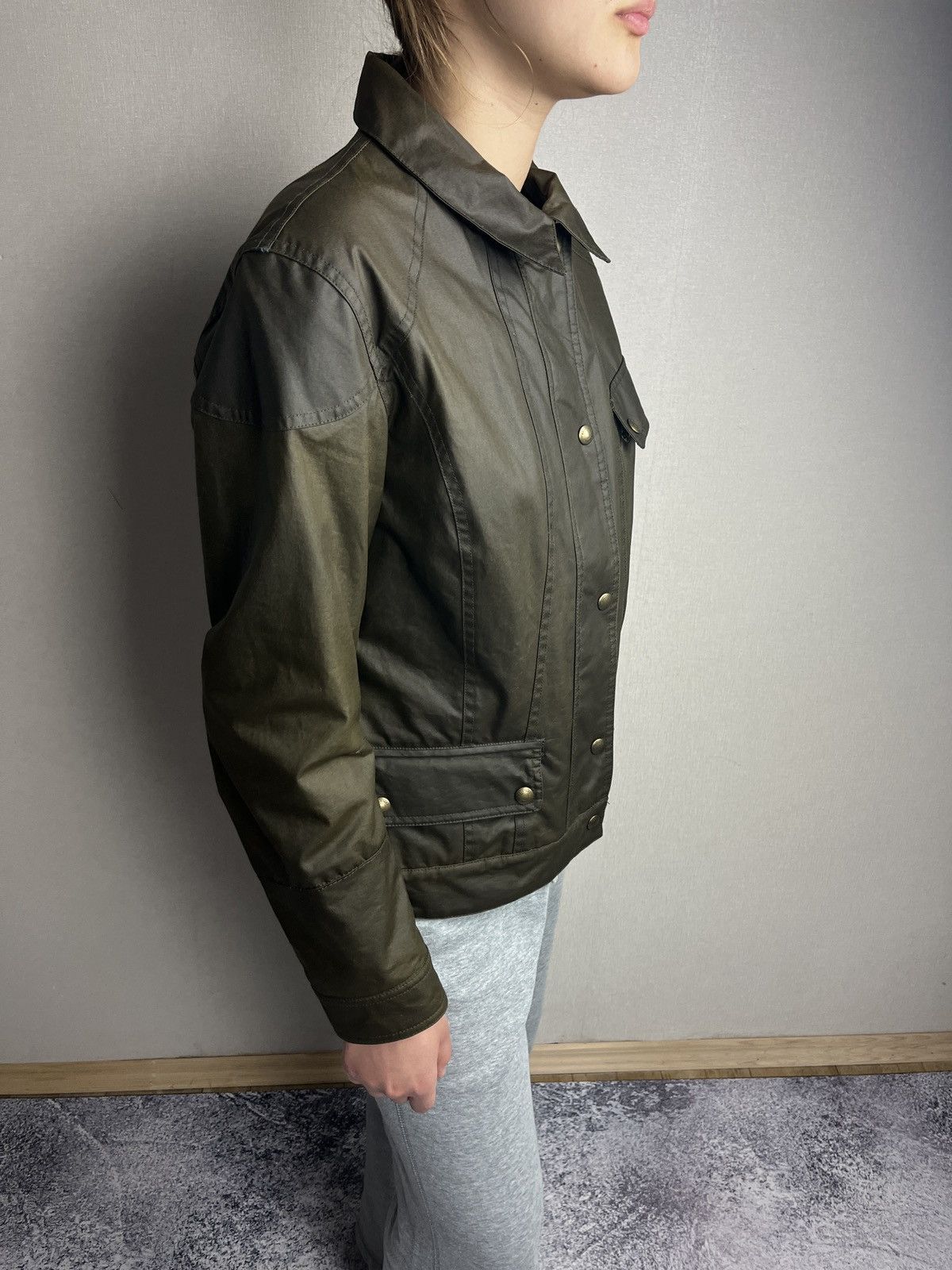 Belstaff × Vintage Belstaff Moto Waxed Women’s Plaid Jacket Cropped Biker Rare Size L / US 10 / IT 46 - 4 Thumbnail