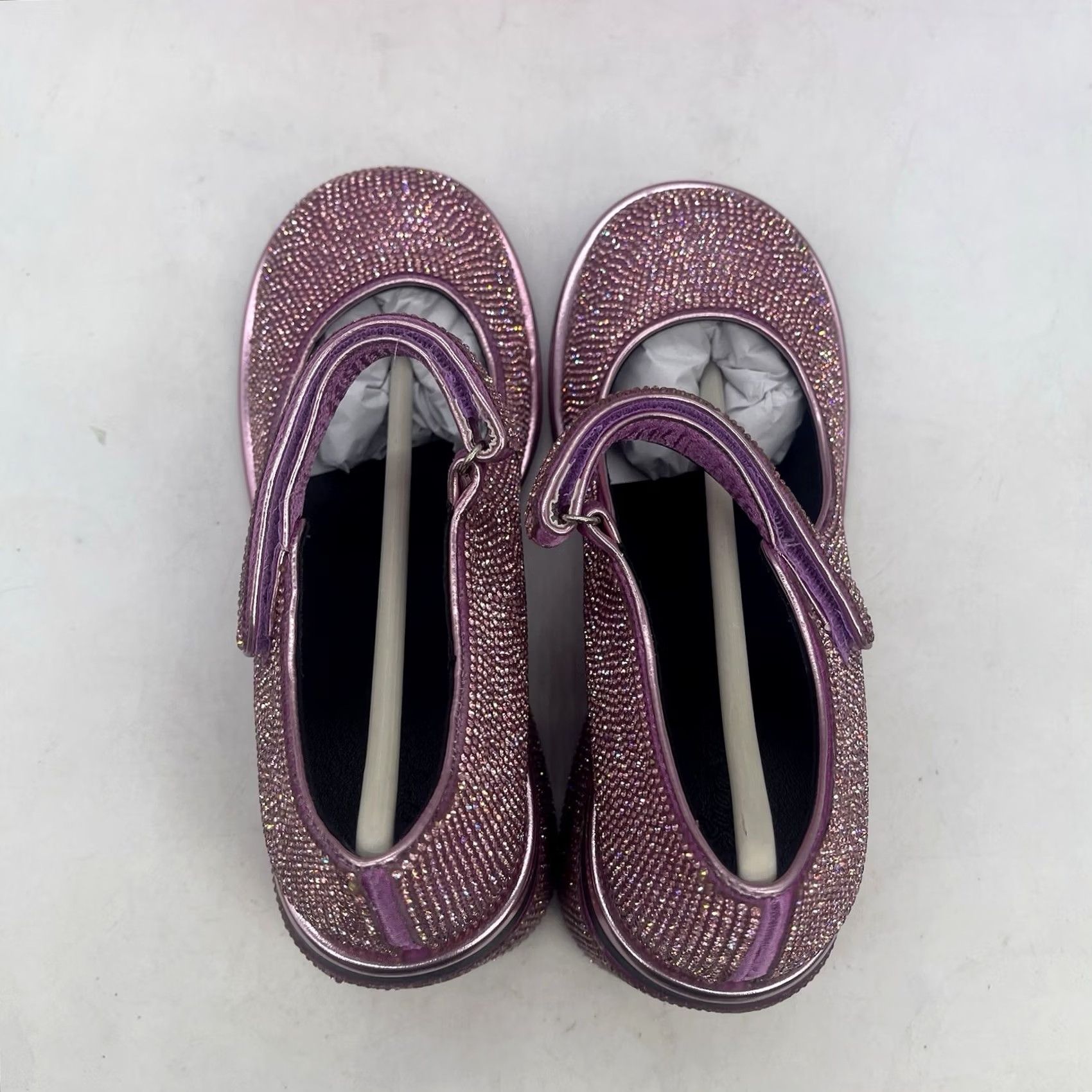 Vintage Sugar Thrillz Platform Heels Womens 8M Pink Glitter Rhinestone Block Heel 4in Buckle New w Box Size US 8 / IT 38 - 6 Thumbnail