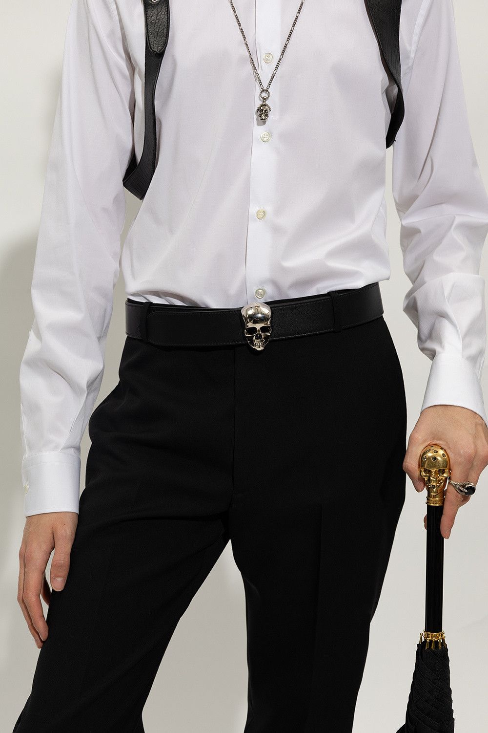 Alexander McQueen ALEXANDER MCQUEEN black 3D skull buckle reversible belt q Size 34 - 3 Thumbnail