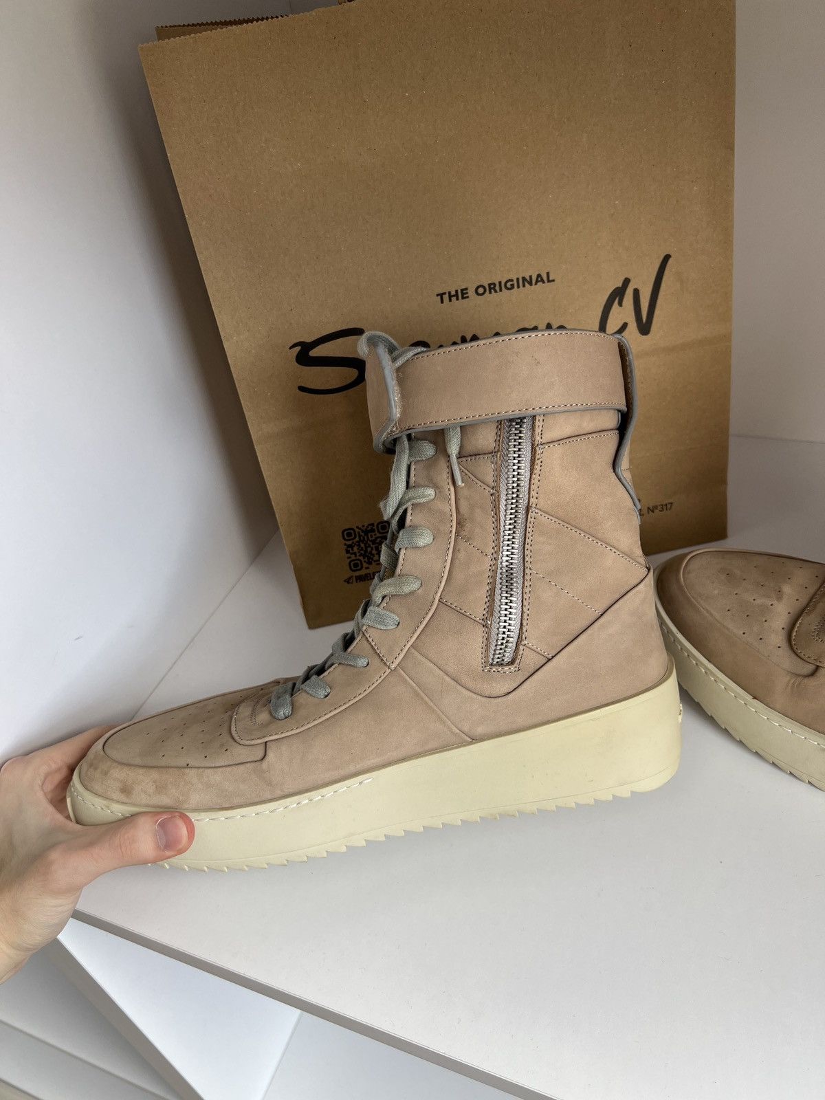 Fear of God × Vintage Vintage FEAR OF GOD nabuk military high top sneakers boots Size US 13 / EU 46 - 4 Thumbnail