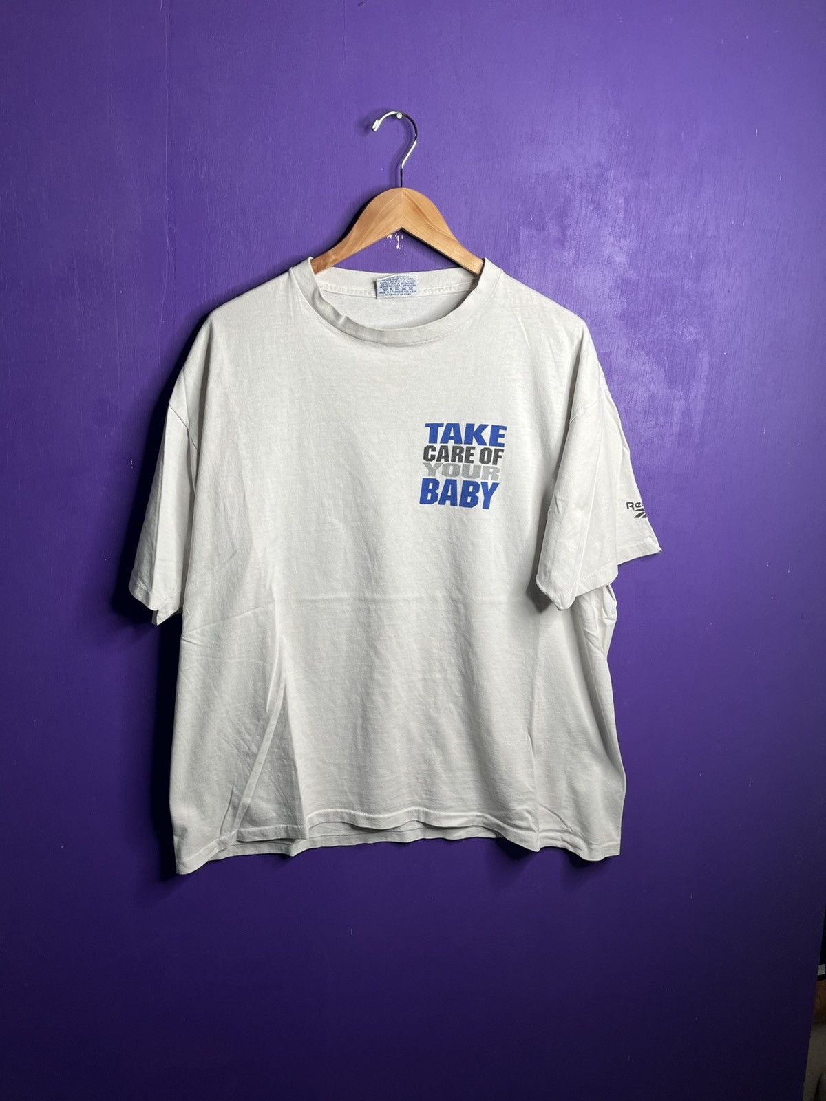Vintage 90s Reebok SHAQ take care of your baby t-shirt