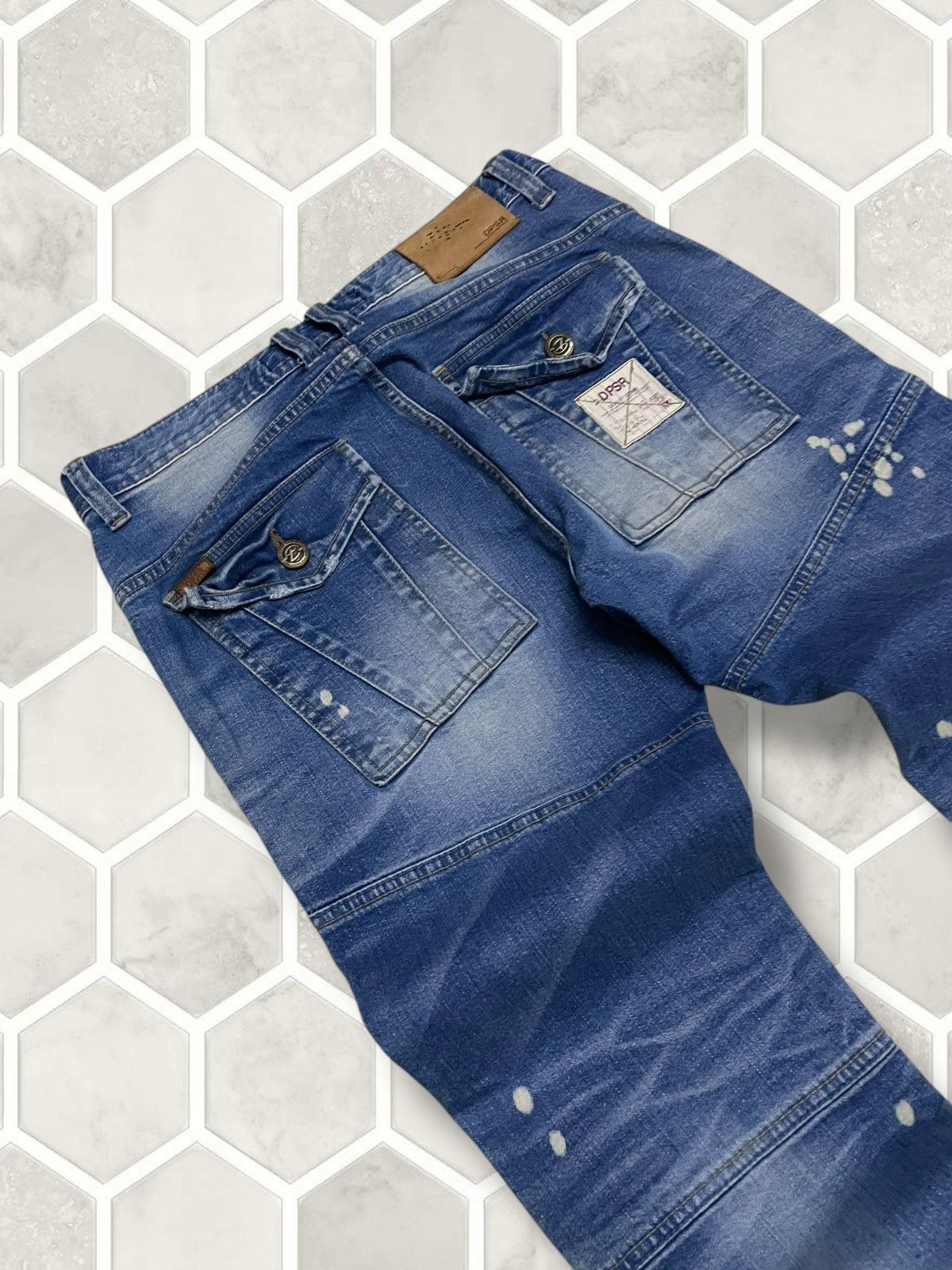 Blue Blue Japan Vintage Japan Designer DPSR Premium Splash Distressed Denim Size US 32 / EU 48 - 16 Thumbnail