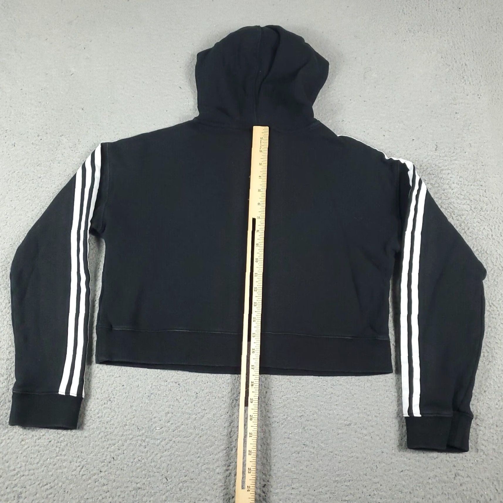 Adidas Adidas Hoodie Womens XS Black White Cropped Pullover Sweatshirt Cotton Blend Logo Size XS / US 0-2 / IT 36-38 - 6 Thumbnail