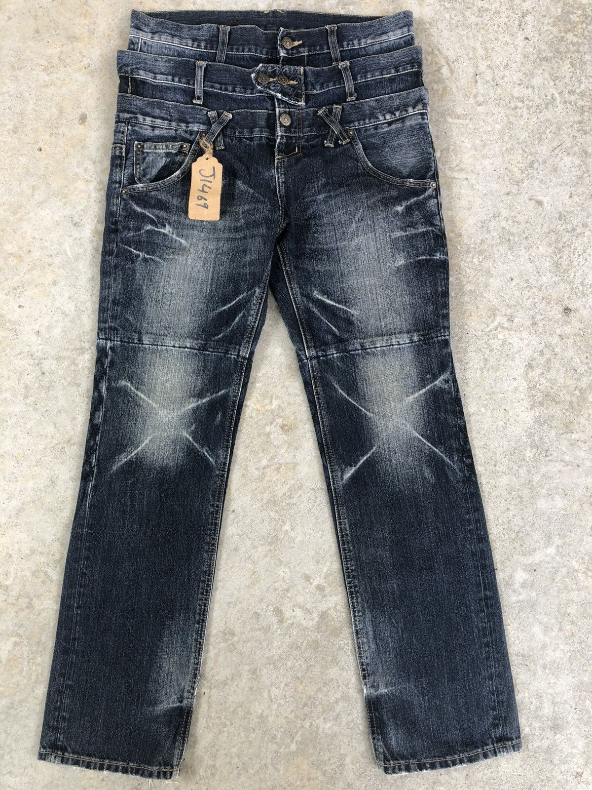 PPFM PPFM Double Waist Punk Style Distressed Jeans Size US 32 / EU 48 - 1 Thumbnail