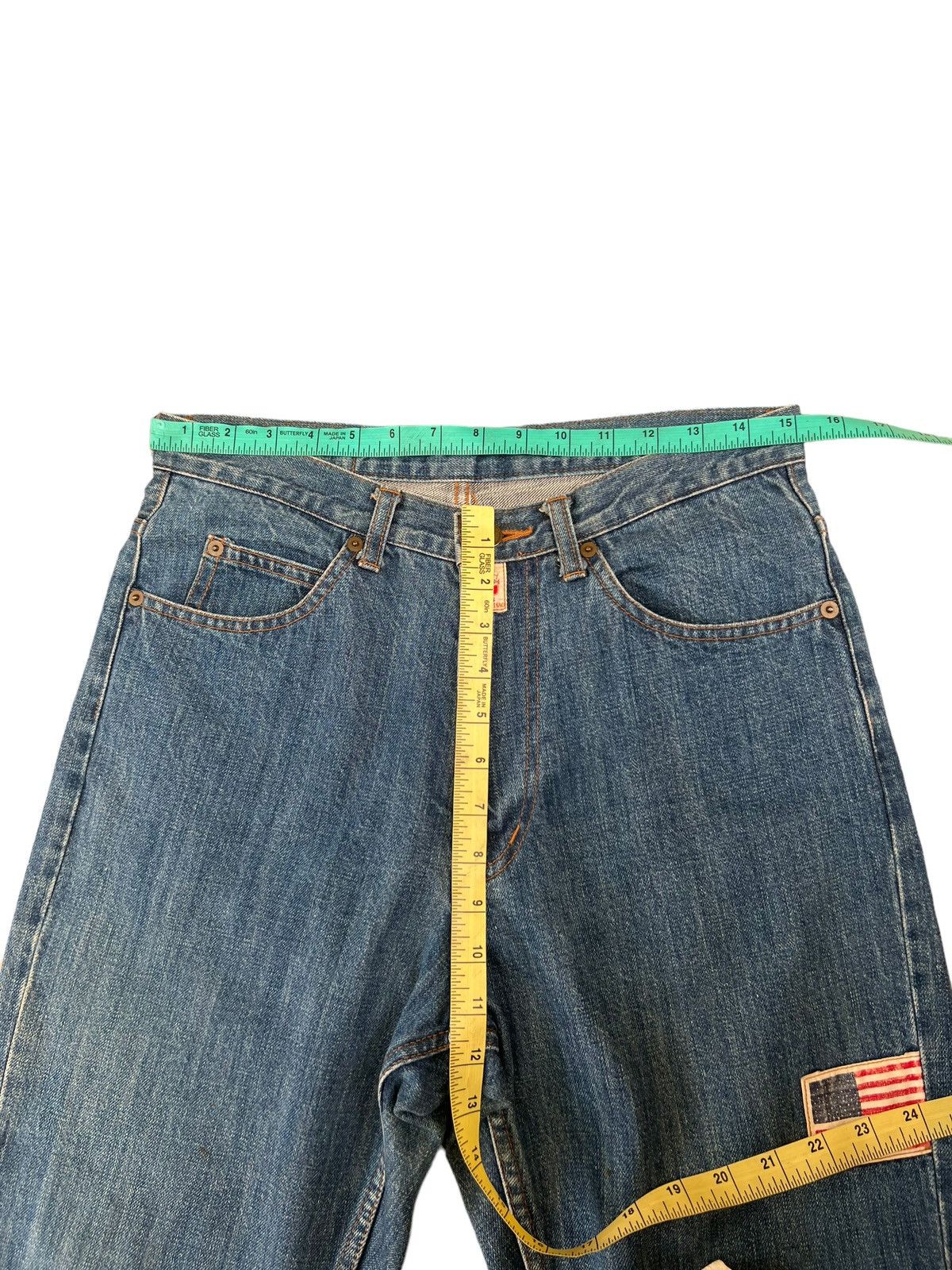 Vintage Kaneko Isao Japan USA Flag Patches Denim Jeans