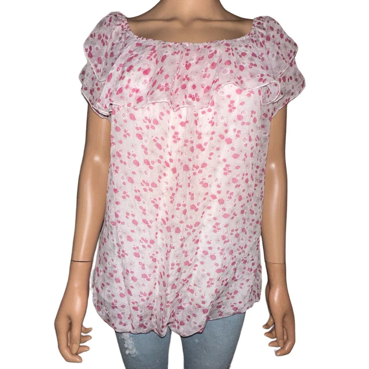Other Elena Baldi splatter print ruffled collar silk top Size M / US 6-8 / IT 42-44 - 1 Thumbnail