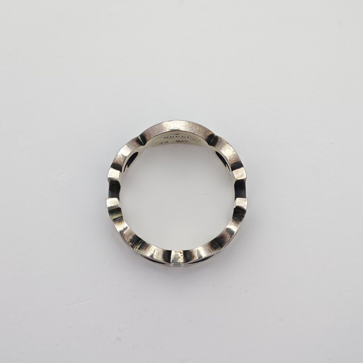 Gucci Interlocking G Sterling Silver Green Enamel Cut-Out Ring Size ONE SIZE - 5 Thumbnail