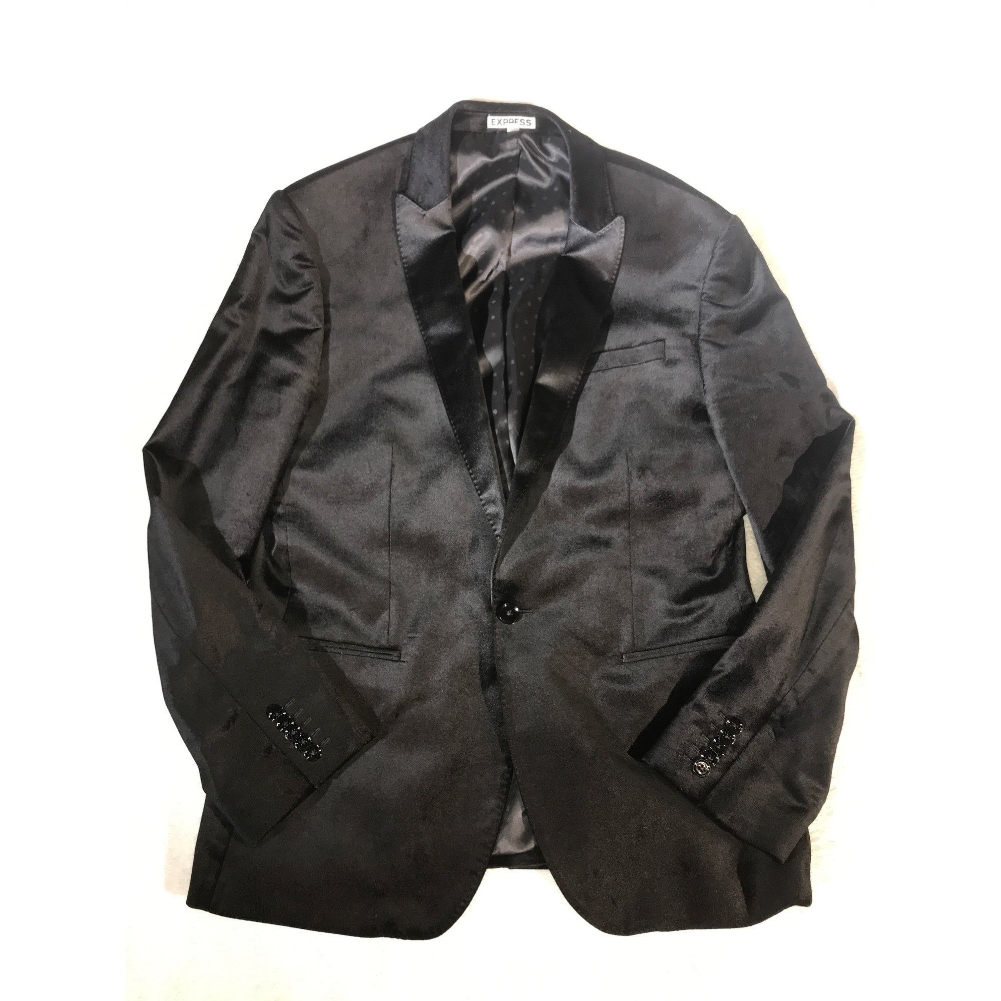 Express Express Men's Photographer Fitted Black Velvet Tuxedo Blazer Size US XXS / EU 40 - 1 Thumbnail