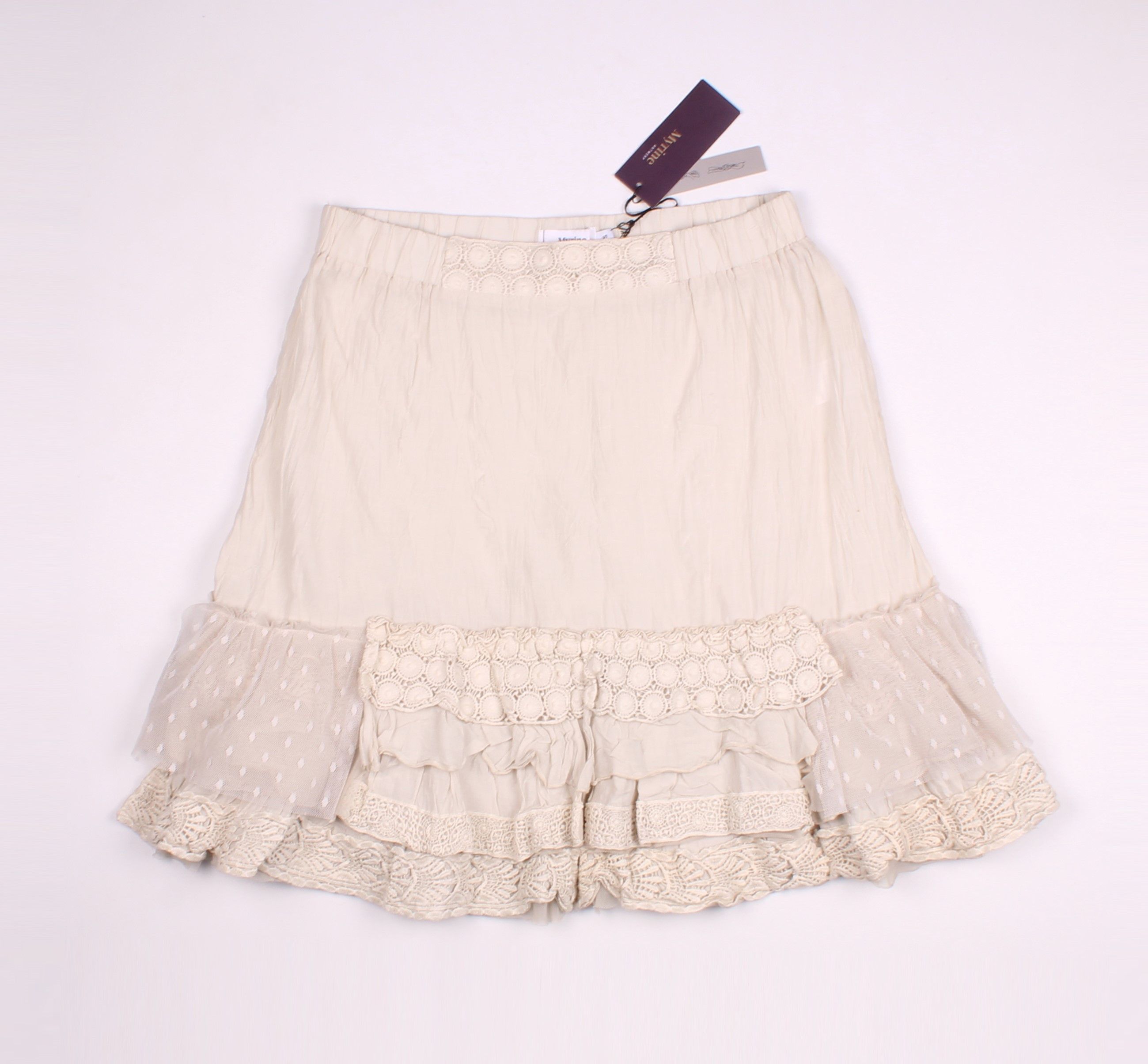 Vintage Myrine Antwerp Gray/Beige Cottage Fairy Y2K Skirt Size 28" / US 6 / IT 42 - 4 Thumbnail