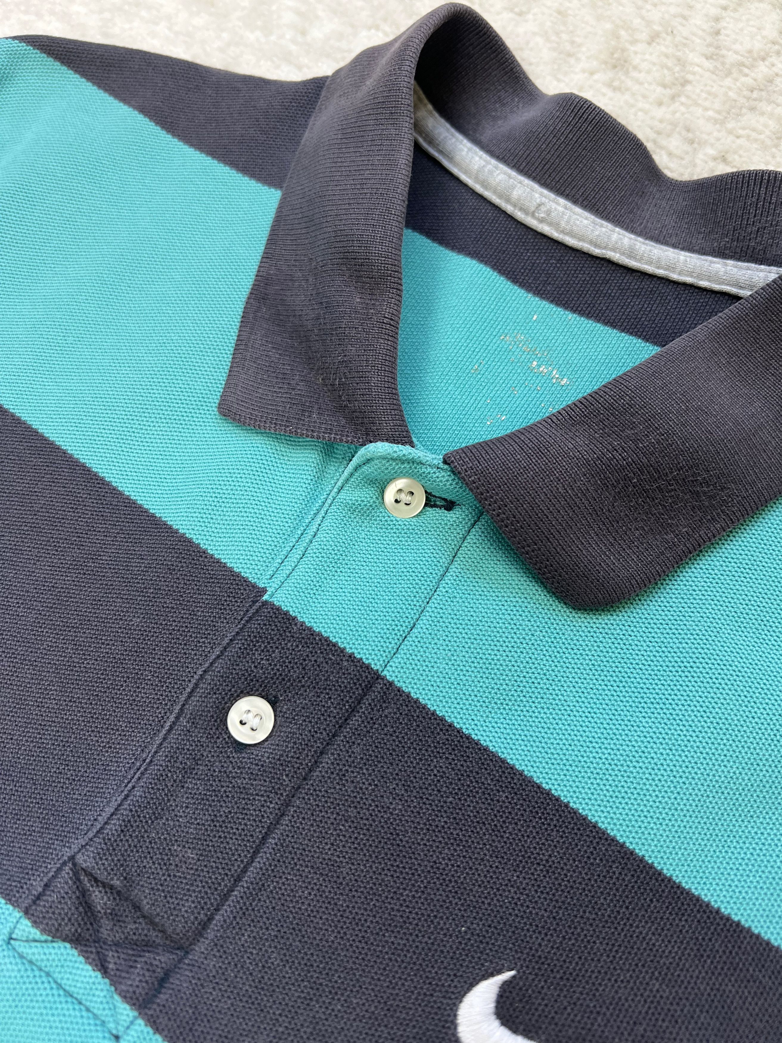 Nike Nike Striped Polo Shirt Teal Navy S/XS Size US S / EU 44-46 / 1 - 7 Thumbnail