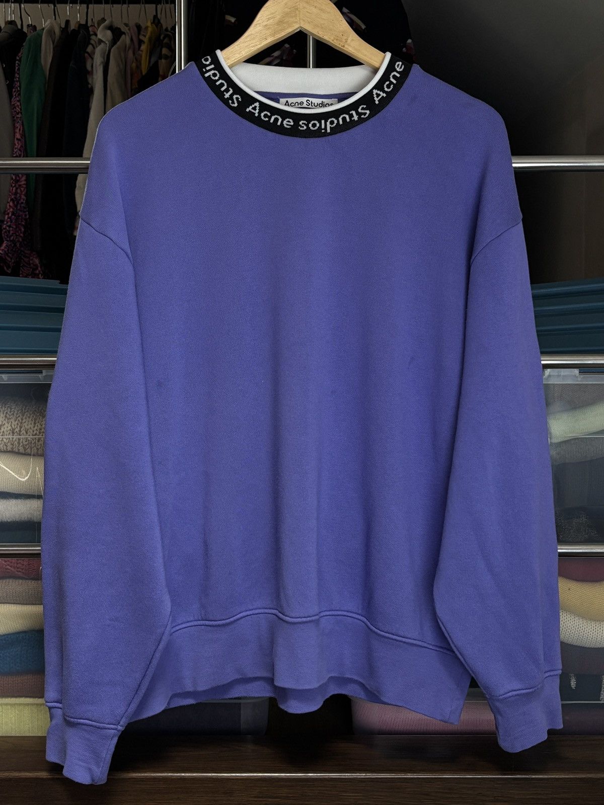 Acne Studios Mock Collar Logo Boxy Sweatshirt Crewneck