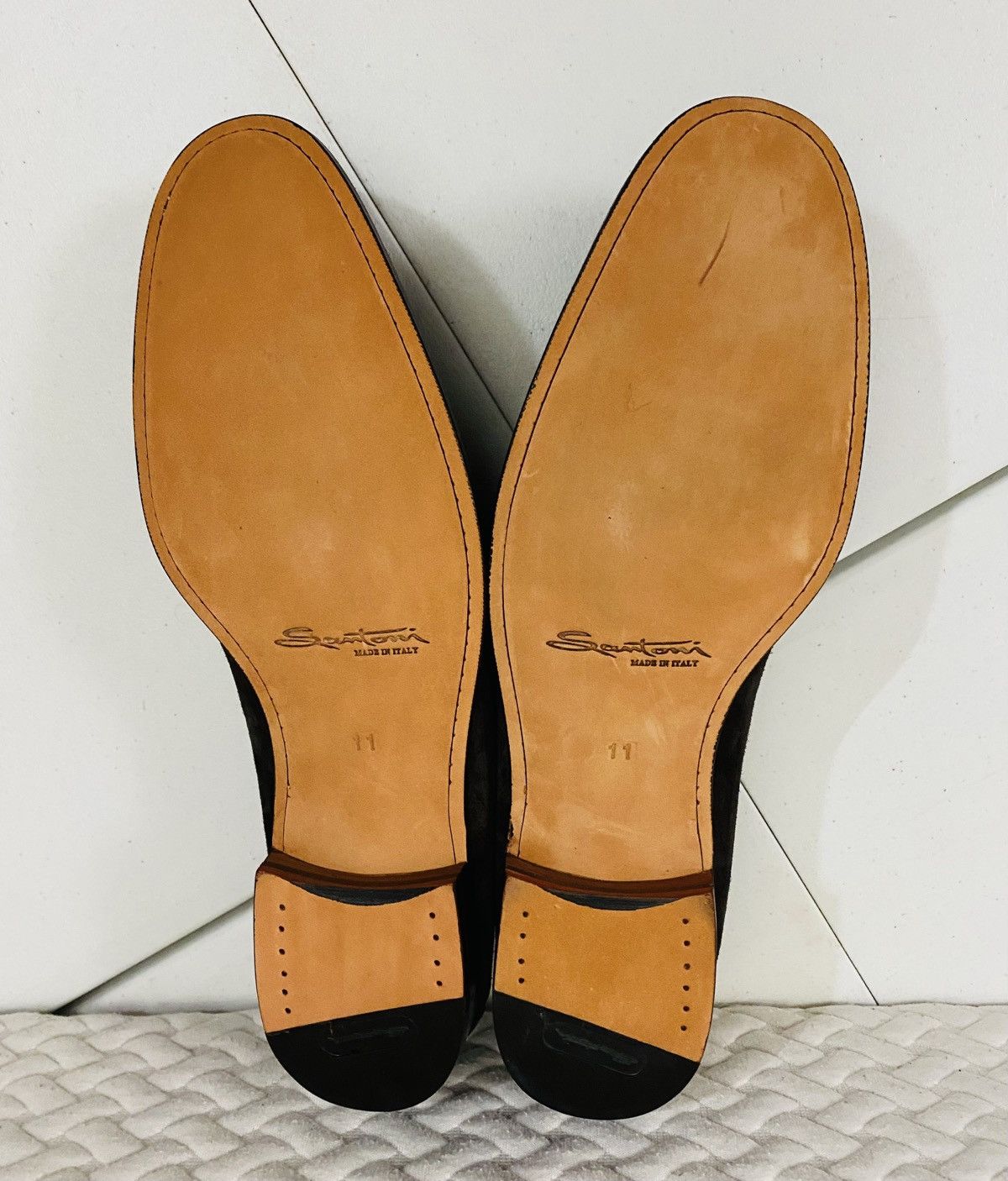 Santoni Santoni Chocolate Suede Tonal Stitched Apron Loafer 12 NEW Size US 12 / EU 45 - 9 Thumbnail
