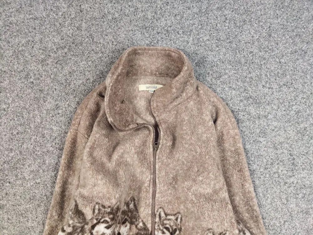 Japanese Brand Vintage 90's Fleece Zip Jacket Supreme Art Brown Wolf Hype Size US M / EU 48-50 / 2 - 2 Thumbnail