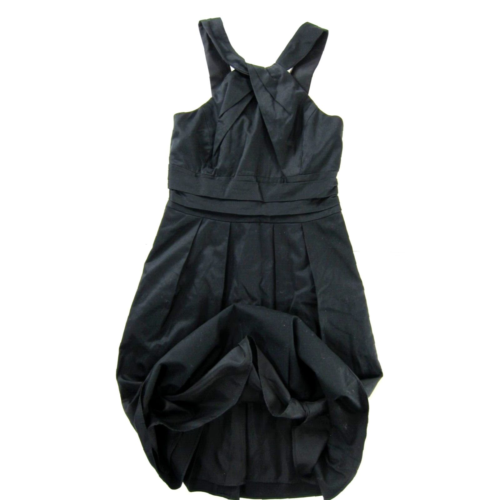 Vintage David's Bridal Classic Black Twist Neck Pocket Sheath Cocktail Dress 4 Size S / US 4 / IT 40 - 6 Thumbnail