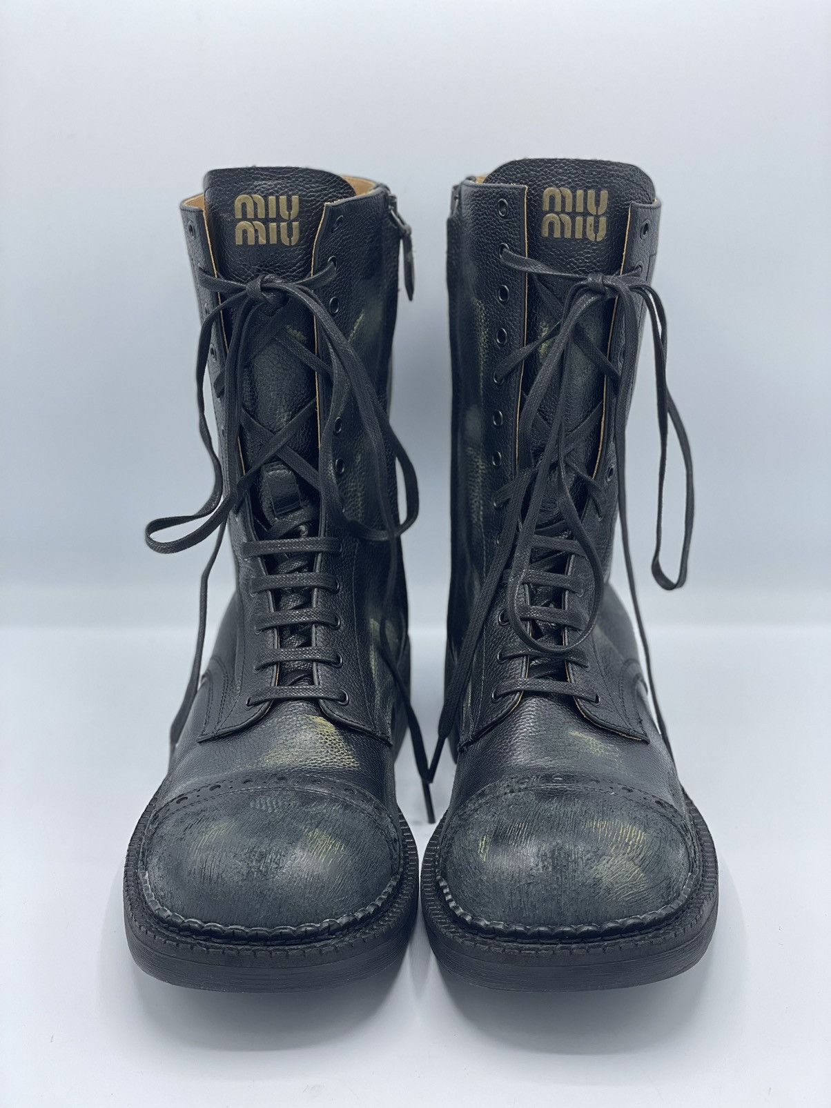 Miu Miu Miu Miu Ankle Leather Distressed Boots Size US 10 / IT 40 - 1 Thumbnail