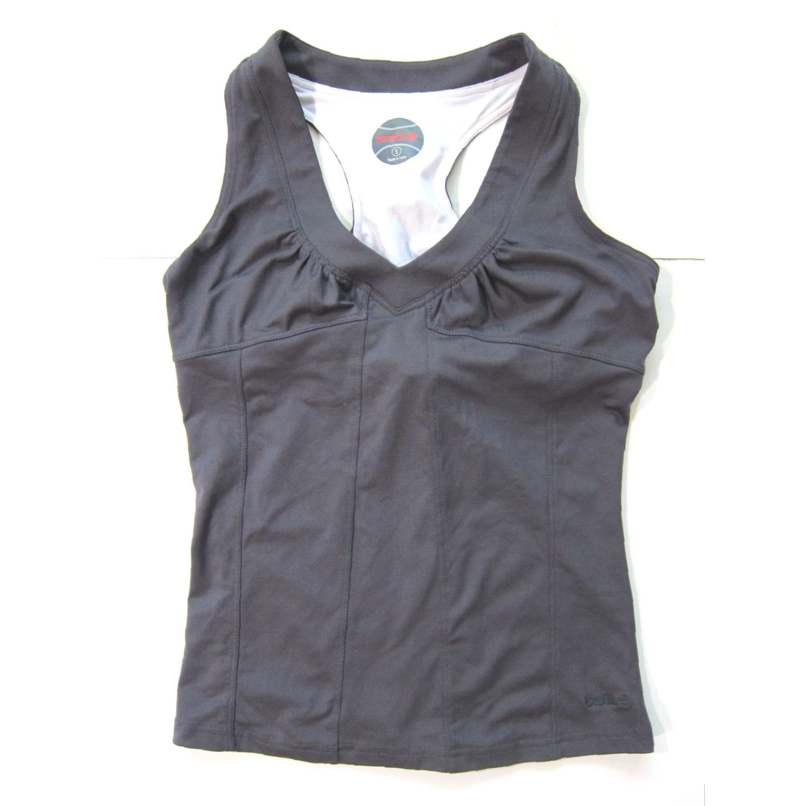 Vintage Bolle' Grey Stretch Built In Bra T-Back Yoga Run Workout Top Shirt Women Small Size S / US 4 / IT 40 - 5 Thumbnail