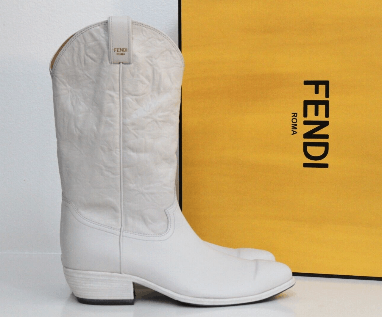 Fendi Fendi Slip-On Cowboy Boots in white Size US 11 / IT 41 - 1 Thumbnail