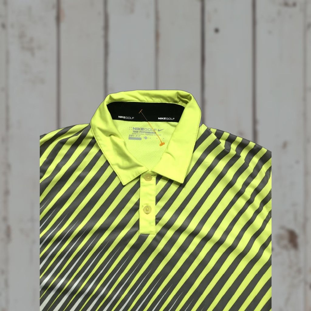 Nike Nike Golf Tour Performance Polo Shirt Mens M Yellow Stripe Dri-FIT Size US M / EU 48-50 / 2 - 1 Thumbnail
