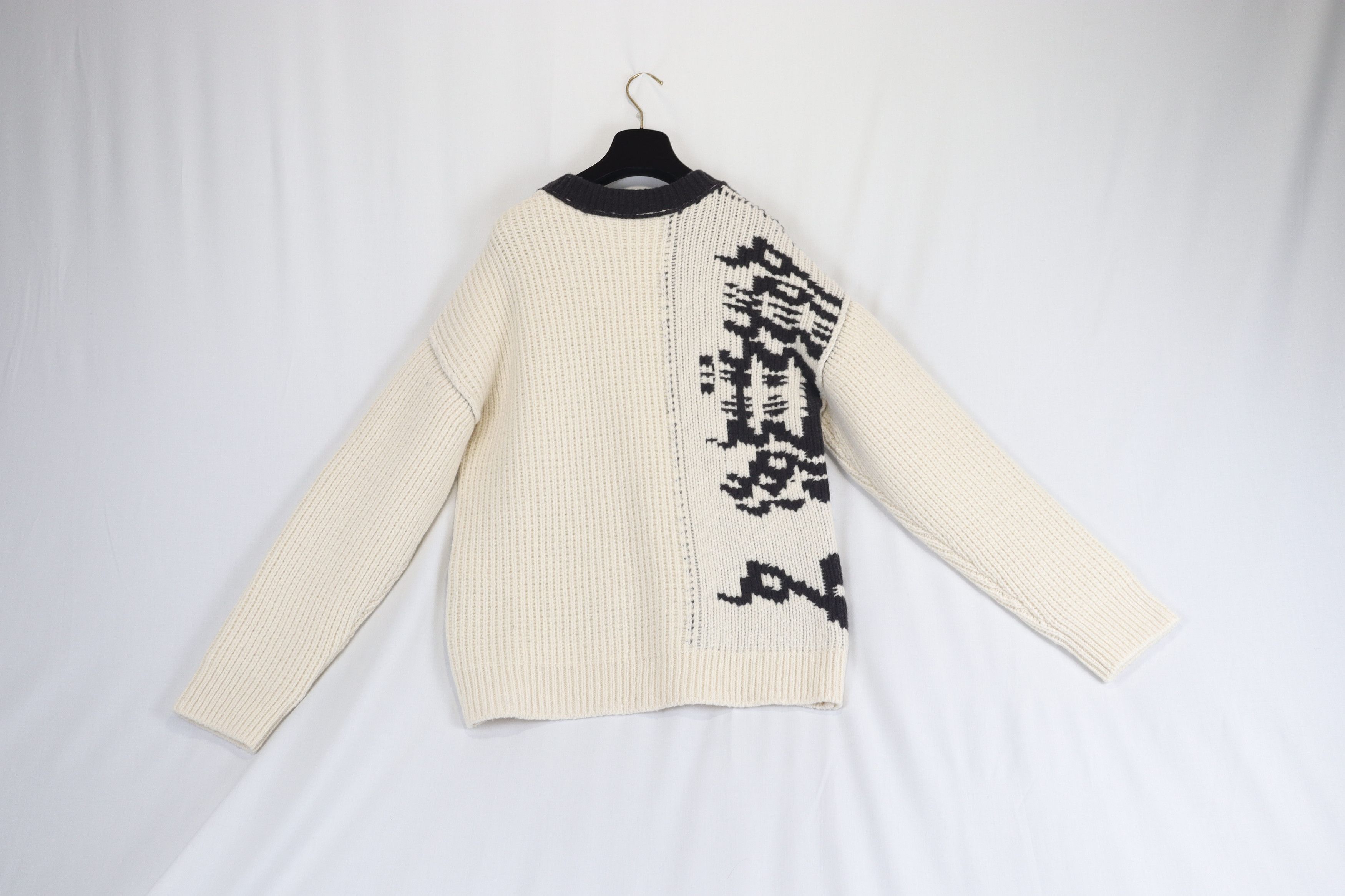 Bottega Veneta o1rshd11223 Logo Jacquard Sweater in Beige & Black Size US XXL / EU 58 / 5 - 2 Thumbnail