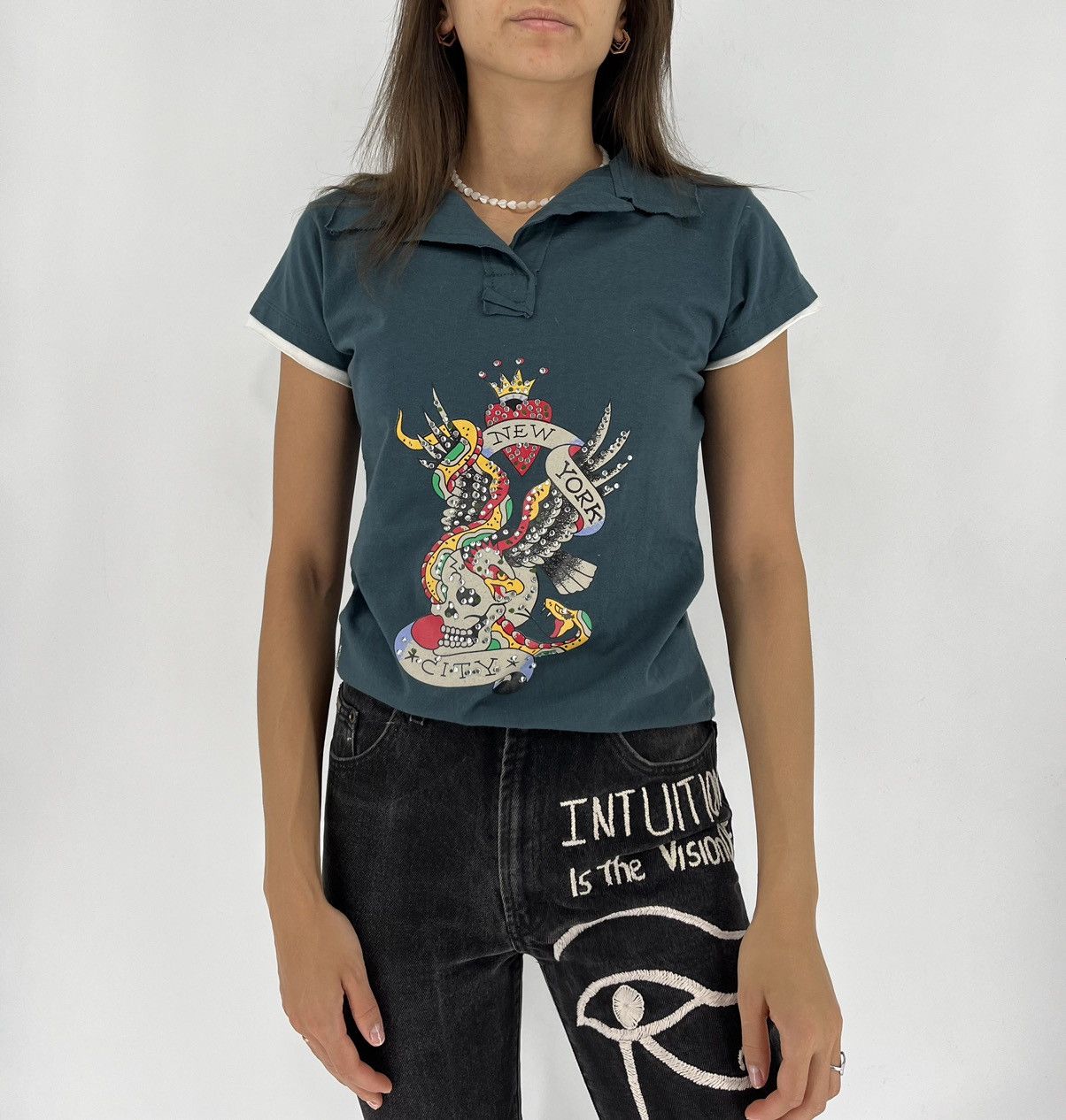Other Vintage Ed Hardy By Christian Audigier Polo Tee Size L / US 10 / IT 46 - 2 Thumbnail