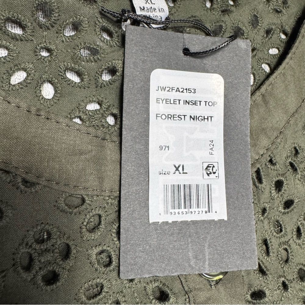Joe's NWT New $248 Joe's Jeans Puff Sleeve Eyelet Forest Night Co Size XL / US 12-14 / IT 48-50 - 8 Thumbnail