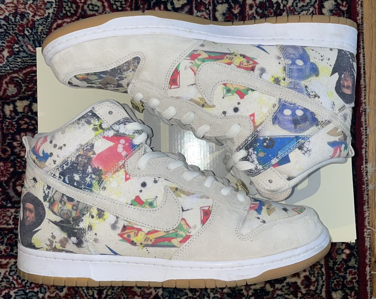 image of Nike Sb Dunk High Supreme Rammellzee 12 Shoes in White, Men's