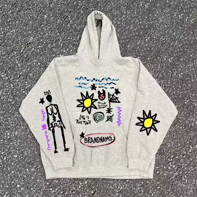 Japanese Brand Grey Casual Retro Hip Hoodie Print Hoodie y2k Size US M / EU 48-50 / 2 - 1 Thumbnail