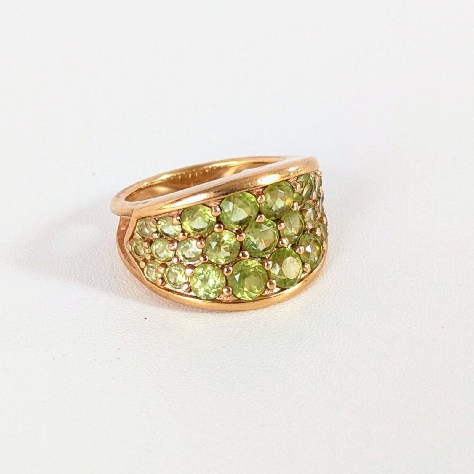 Vintage Vintage 925 Silver Ring Peridot Crystal Cluster Gold Plated Size ONE SIZE - 1 Thumbnail