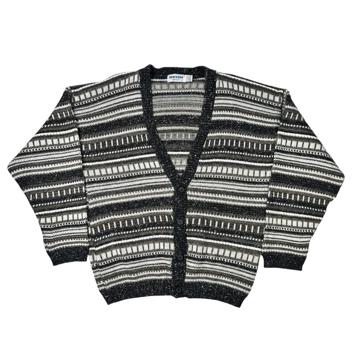 New Era Vintage New Era Sweater Patterned Cardigan Button Up 90s Size US L / EU 52-54 / 3 - 1 Thumbnail