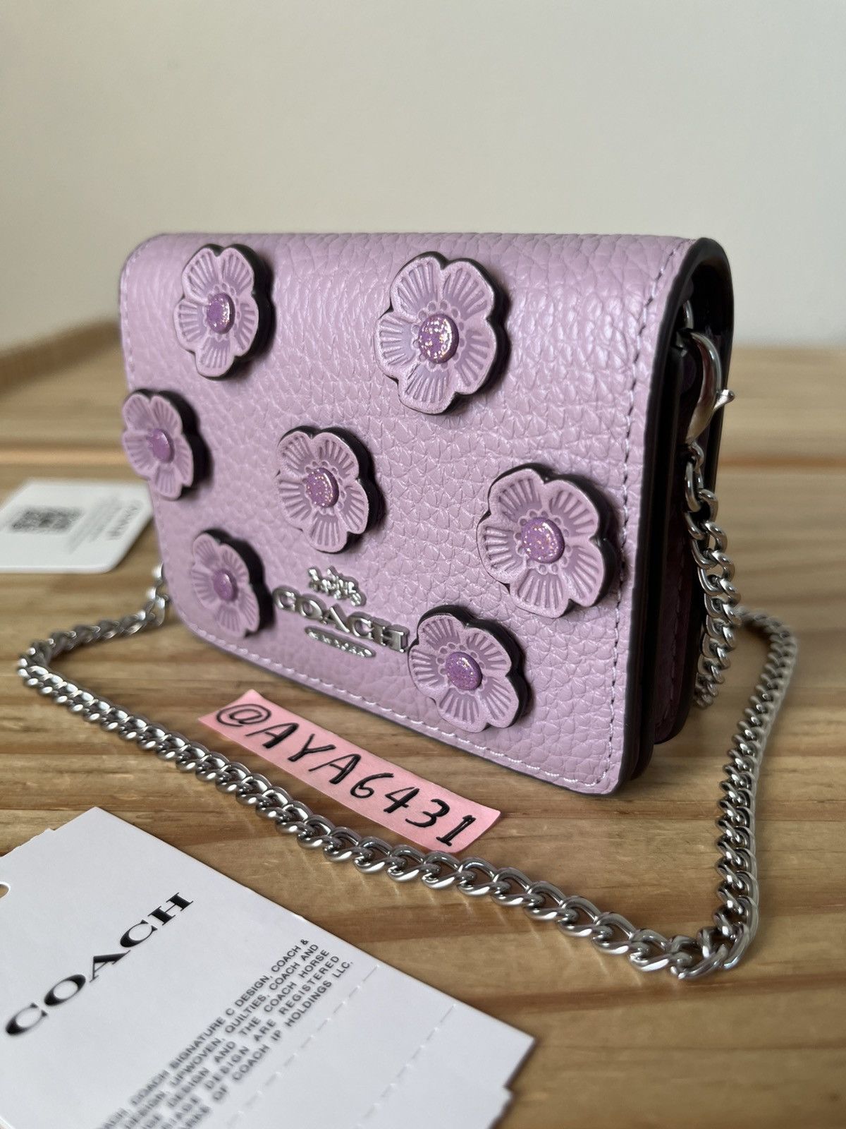 Coach Coach Mini Wallet On A Chain With Floral Applique Size ONE SIZE - 1 Thumbnail