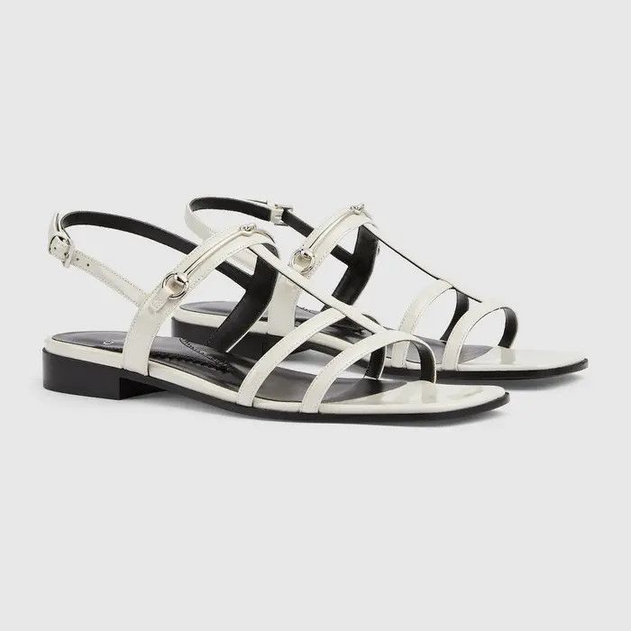 Gucci o1s1wg110225 Slim Horsebit Flat Sandals in White Size US 8.5 / IT 38.5 - 2 Thumbnail