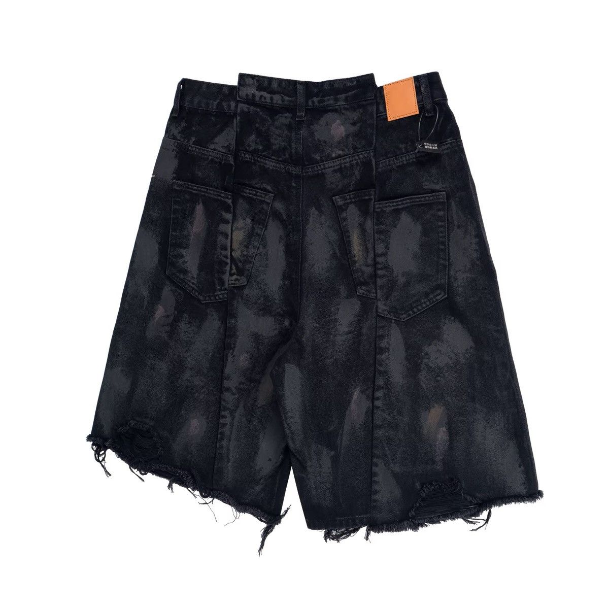 Other Designer Washed Y2k Hole Black Tassel Denim Shorts Size US 34 / EU 50 - 12 Thumbnail