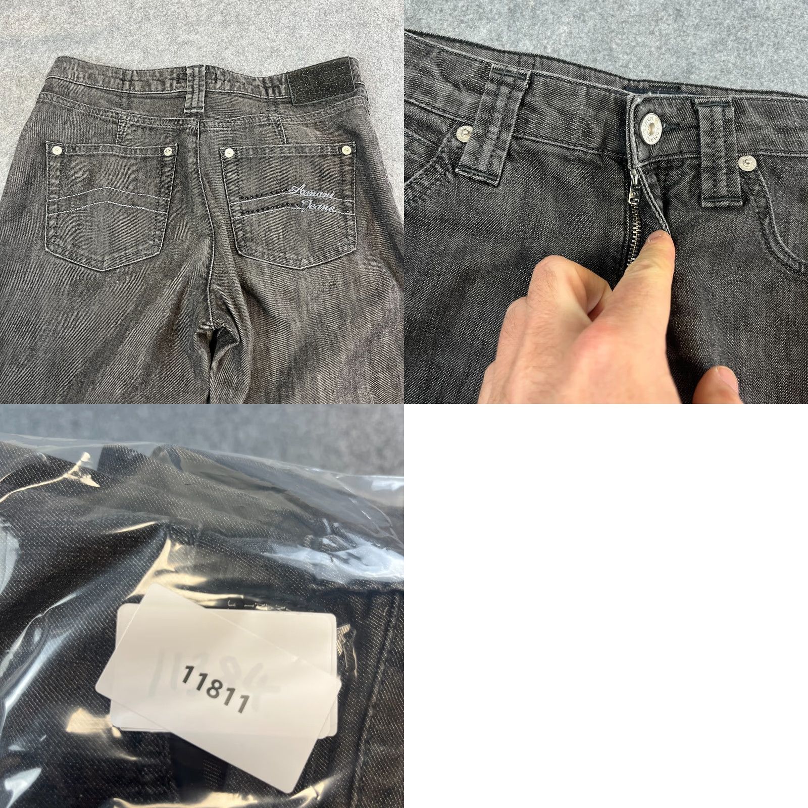 Vintage Armani Jeans Jeans Straight 28 Charcoal Grey Stretch Chambray Sequins Women 28 Denim Cotton Elastane Lyocell Regular 5-Pocket Mens Womens Size 28" / US 6 / IT 42 - 8 Thumbnail