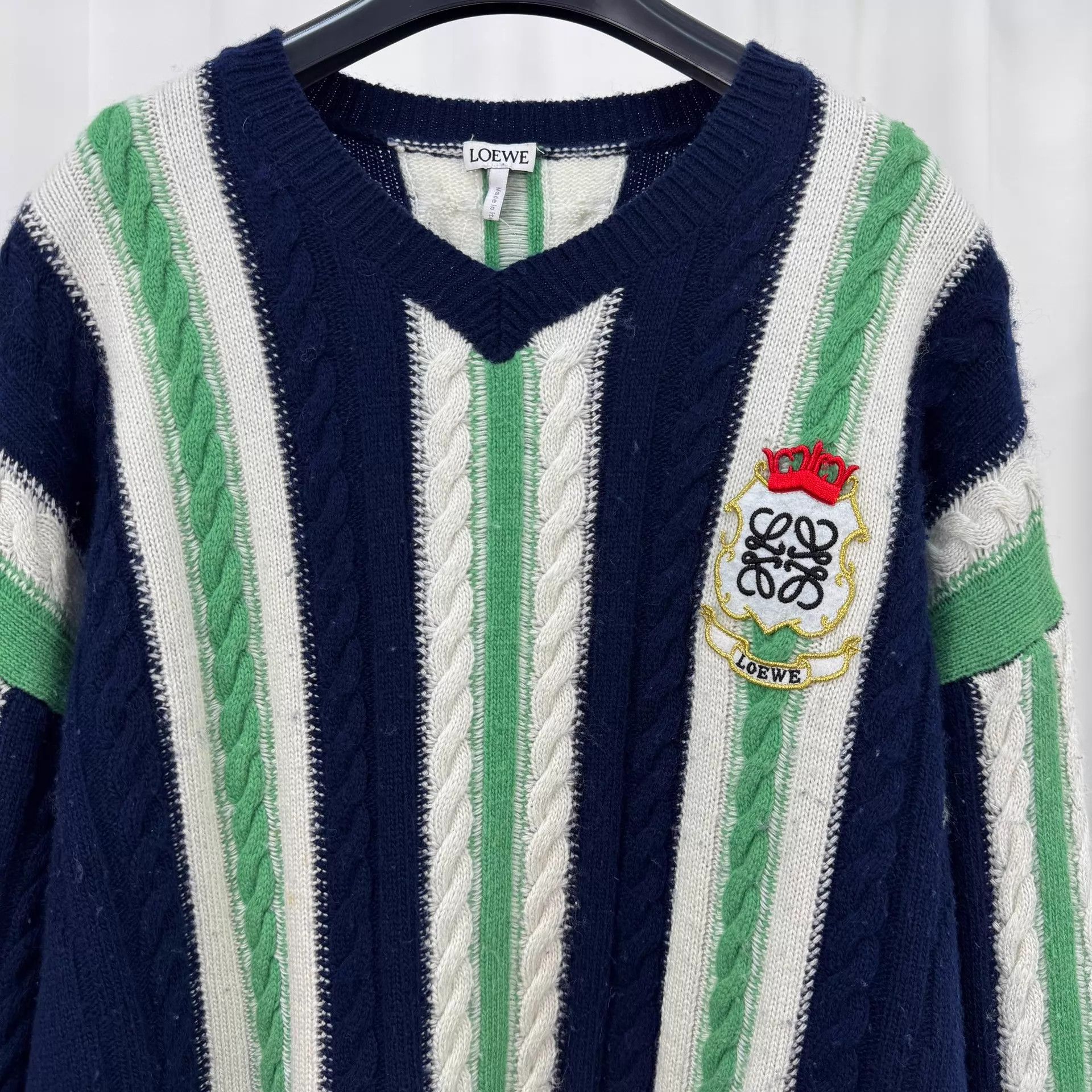 Loewe Loewe 25ss Embroidered Stripe Wool Knit Sweater L Pilling Size US L / EU 52-54 / 3 - 3 Thumbnail