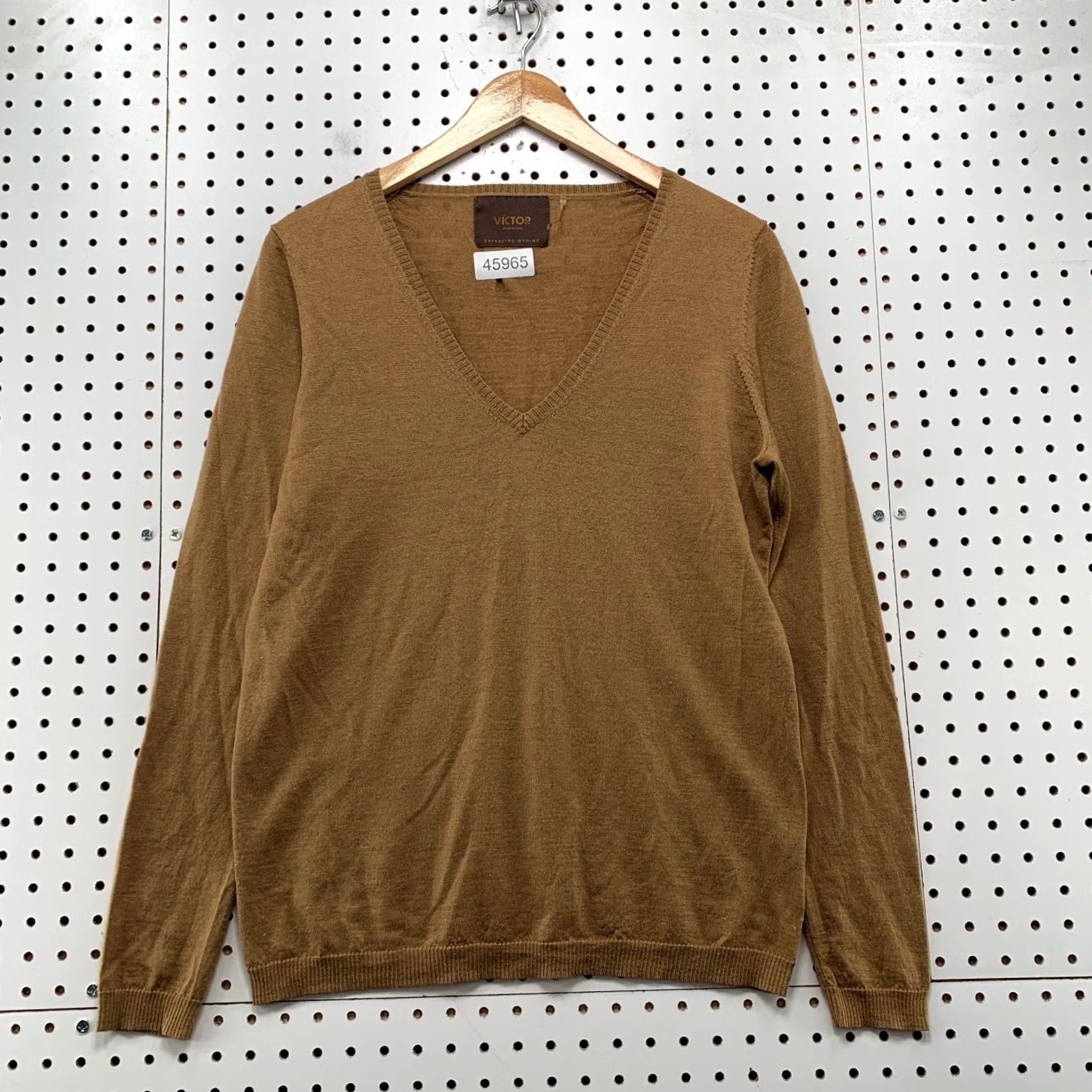 Vintage Victor Alfaro Merino Wool Sweater Womens M Brown V-Neck Extra Fine Merino Pullover Knit Wool Fall Winter Spring Boys? Size M / US 6-8 / IT 42-44 - 2 Thumbnail