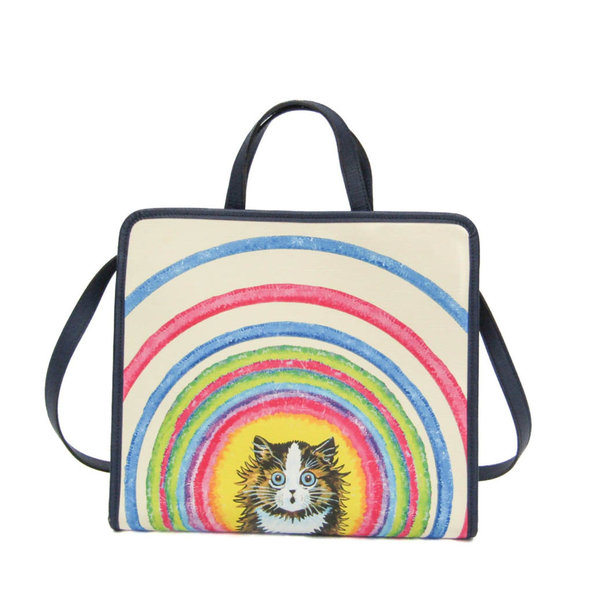 Gucci Children Cat 630542 BoysGirls Coated CanvasLeather Shoulder BagTote Bag CreamMulti-colorNavy