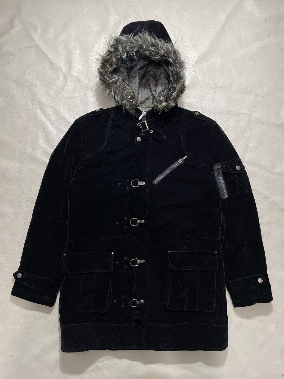 JAPANESE VELVET BONDAGE FUR HOODED ZIPP GOTHIC PUNK