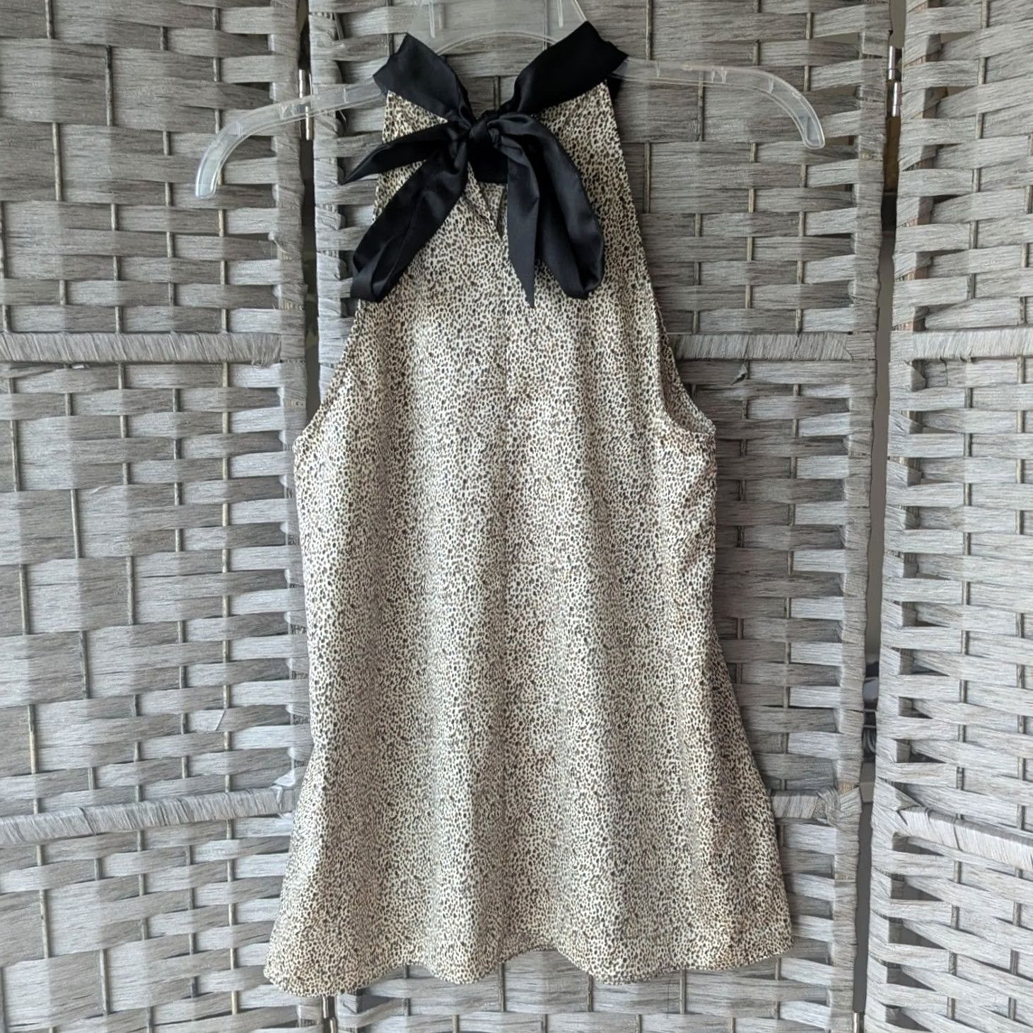 Vintage The Limited Blouse Halter Animal Print Satin Tie High Neck Black Tan Classic Sm Size S / US 4 / IT 40 - 3 Thumbnail