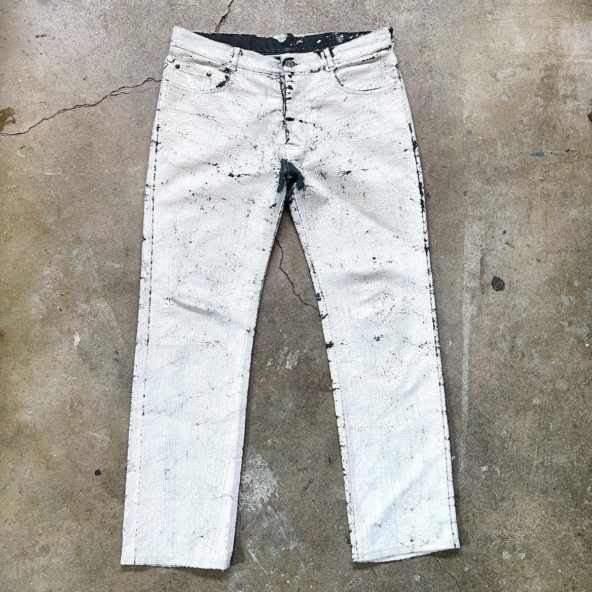 image of Aw09 Maison Margiela Paint Coated Jeans in White, Men's (Size 32)