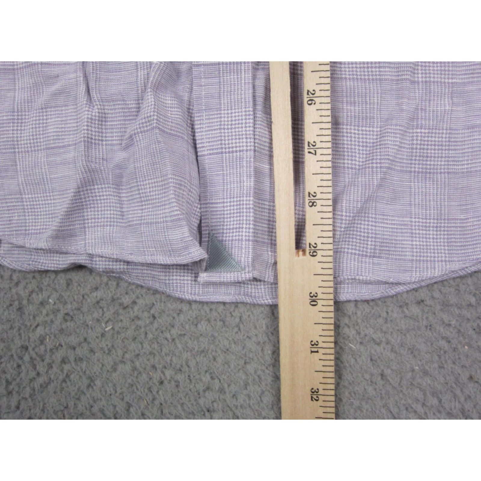 UNTUCKit UNTUCKit Shirt Large Purple Plaid 100% Linen Slim Fit Button Mens Formal Shirt Size 42R - 6 Thumbnail