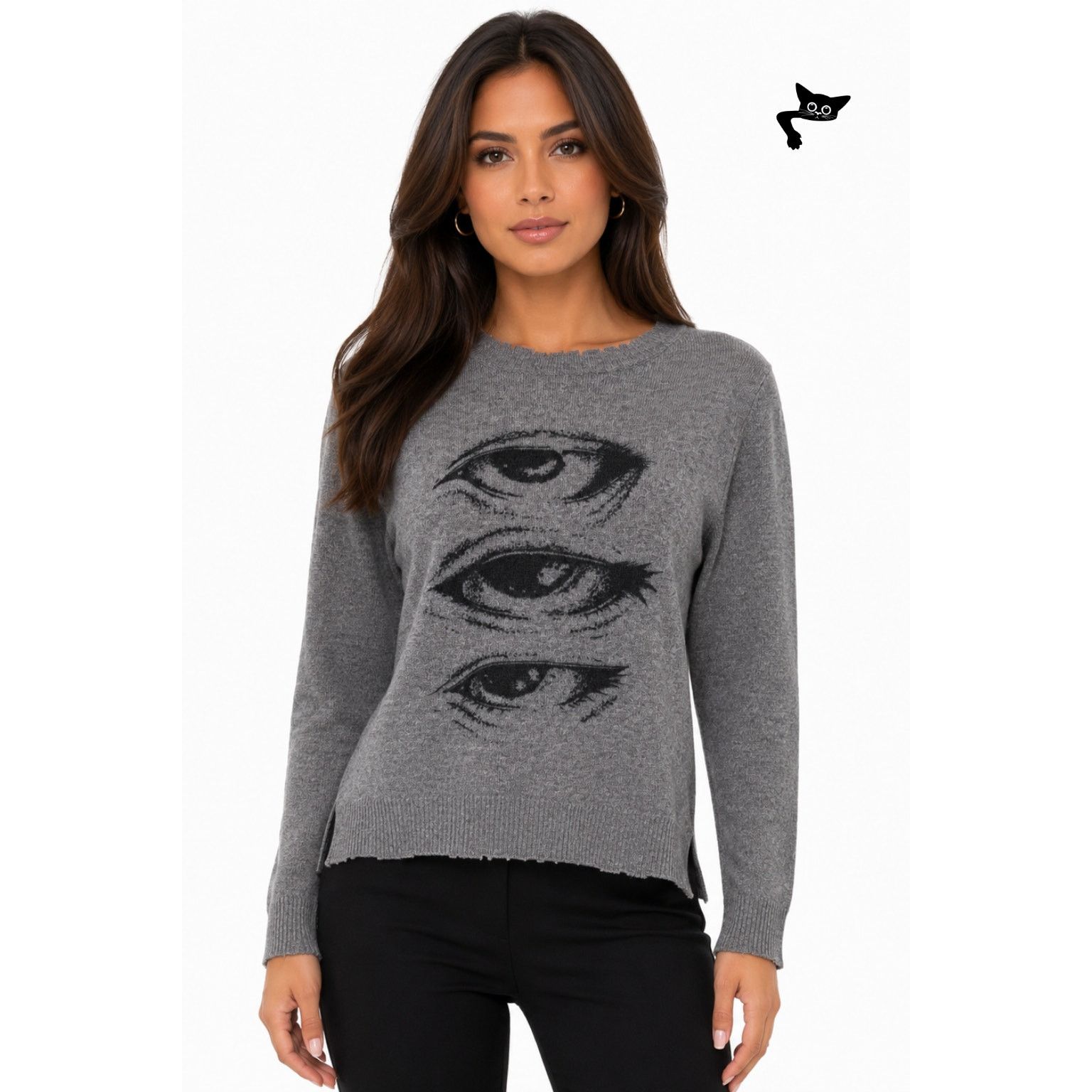 Other Artelier Nicole Miller Cashmere Eye Sweater Women P Gray Size S / US 4 / IT 40 - 8 Thumbnail