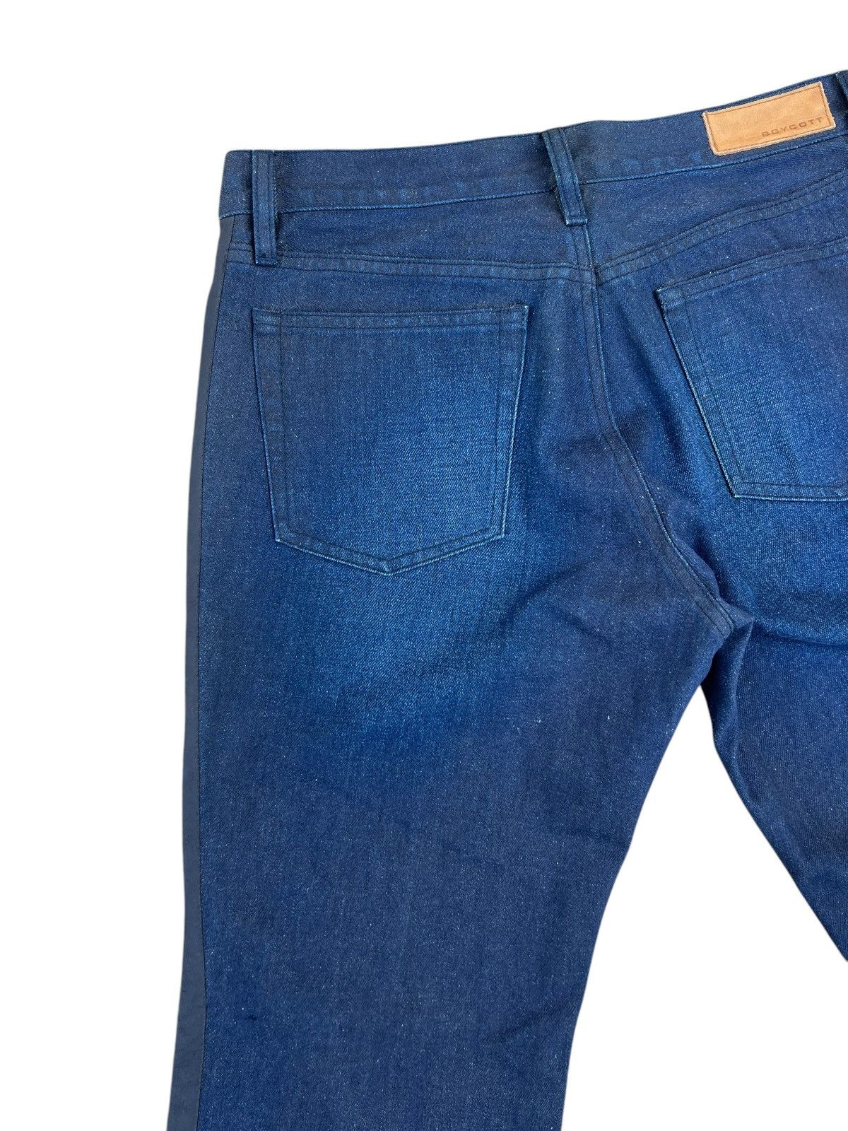 Boycott × Japanese Brand Vintage Boycott Japan Side Strap Waxed Denim Bootcut Jeans Size US 30 / EU 46 - 13 Thumbnail