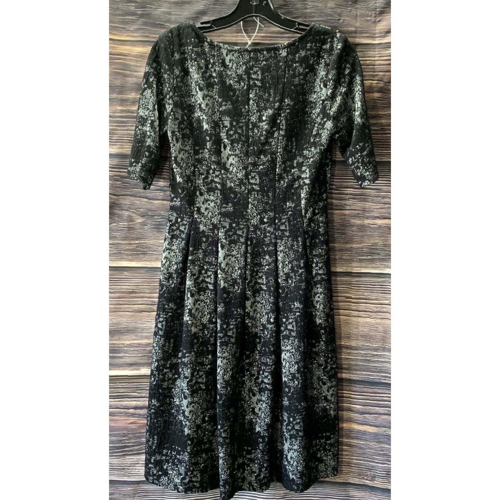 Vintage Ronni Nicole Dress 6 Black White Short Sleeve Pullover Knee Length Raglan Sleeve Round Neck Womens Size M / US 6-8 / IT 42-44 - 3 Thumbnail