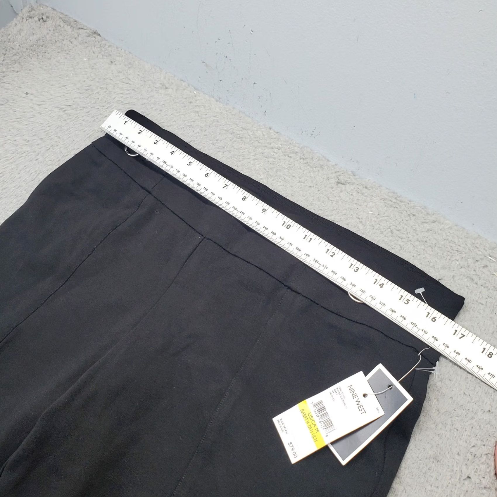Nine West Nine West Womens Black Woven Ankle Pants Flat Front Stretch; Size M Size 32" / US 10 / IT 46 - 3 Thumbnail
