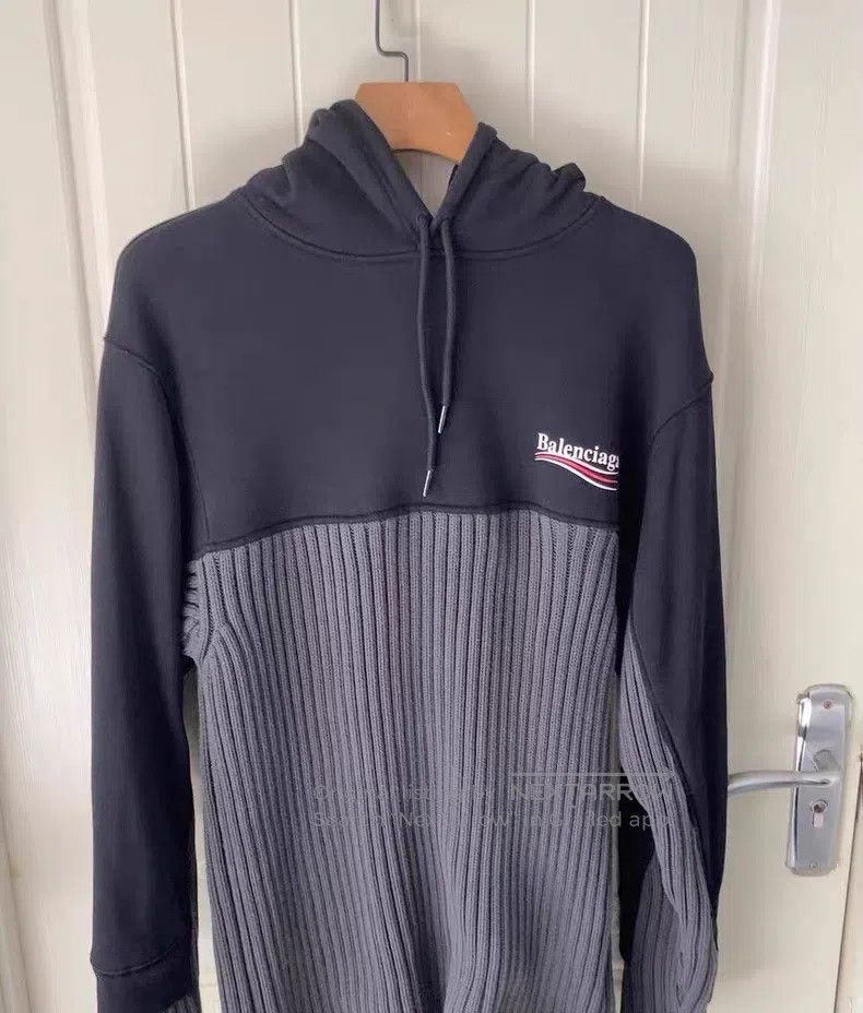 Balenciaga Balenciaga Black and gray striped hoodie Size US S / EU 44-46 / 1 - 1 Thumbnail