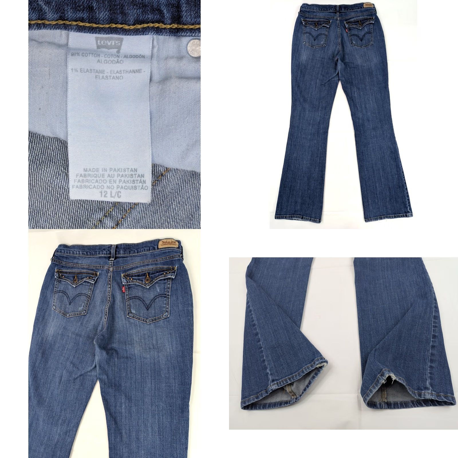 Levi's Levi's 515 Boot Cut Jeans Women 12 Long 32x34 Blue Denim Stretch Regular Flared Bootcut Pockets Zipper Button Vintage No Size 34" / US 12 / IT 48 - 8 Thumbnail